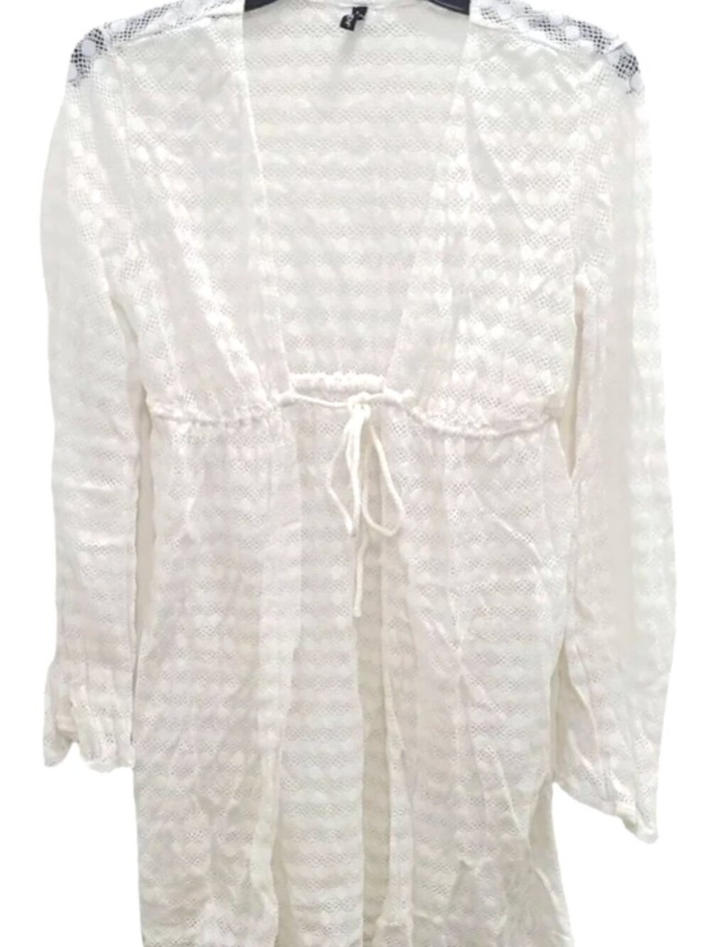 Jantzen Long Sleeve White Eyelet Tie-Front Swim Cover-Up - Size Small (Est) - Picture 2 of 12